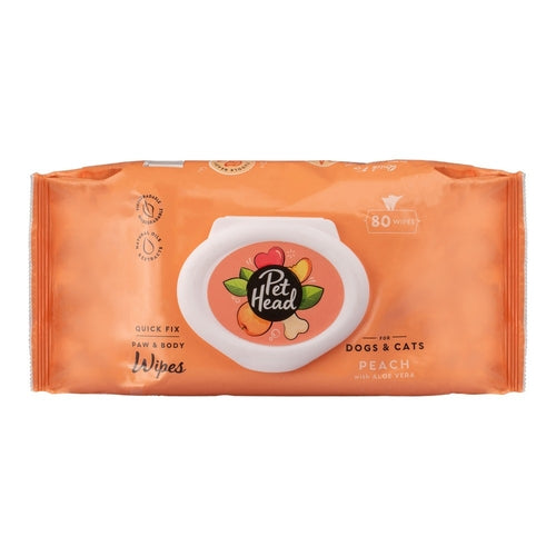 Čisticí ubrousky pro mazlíčky Pet Head Quick Fix – broskev