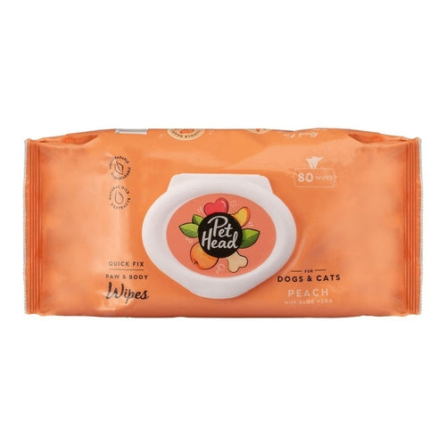 Čisticí ubrousky pro mazlíčky Pet Head Quick Fix – broskev