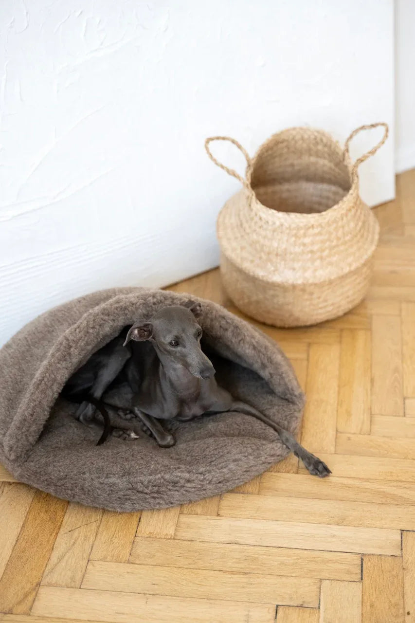Přírodní vlněná jeskyně pro mazlíčky – béžová